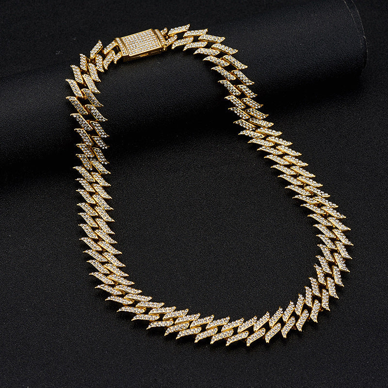 Jewelux 18MM Iced Out Jagged Cuban Chain