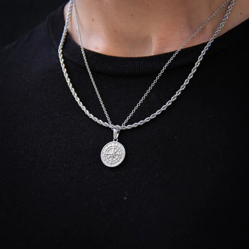 Jewelux Compass Chain + Pendat