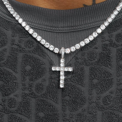 Jewelux Iced Cross Pendant + 4MM Chain