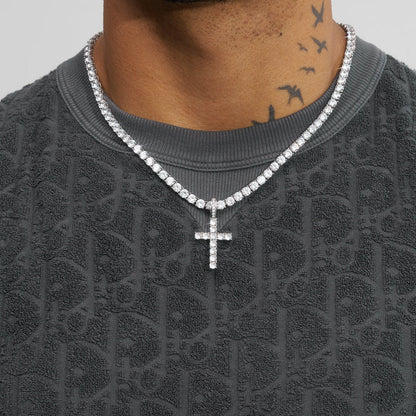 Jewelux Iced Cross Pendant + 4MM Chain